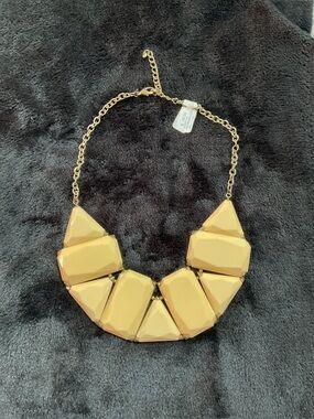 Statement Bib Necklace in Creamy Yellow with Gold Chain